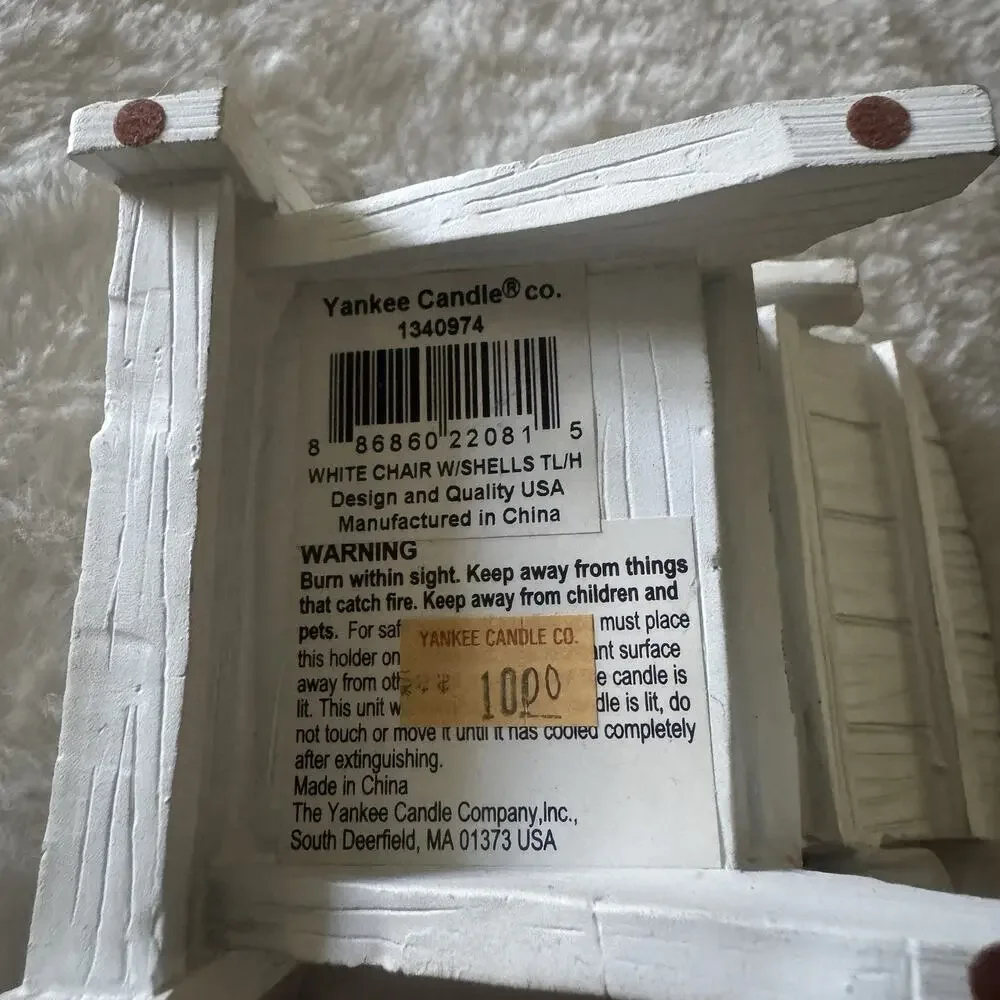 Yankee Candle White Distressed Adirondack Chair Tea Light Holder Beach Aesthetic